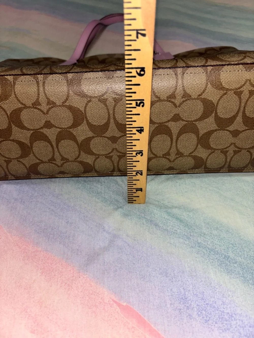 Coach city tote bag in signature Tan / pink - Picture 10 of 10